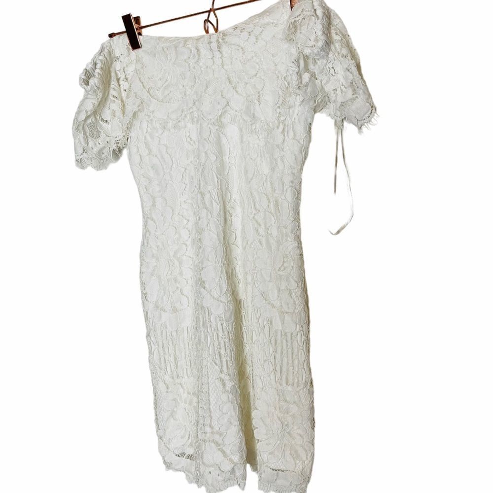 EUC ANGL Promesa White Lace Off Shoulder Mini Dress Small